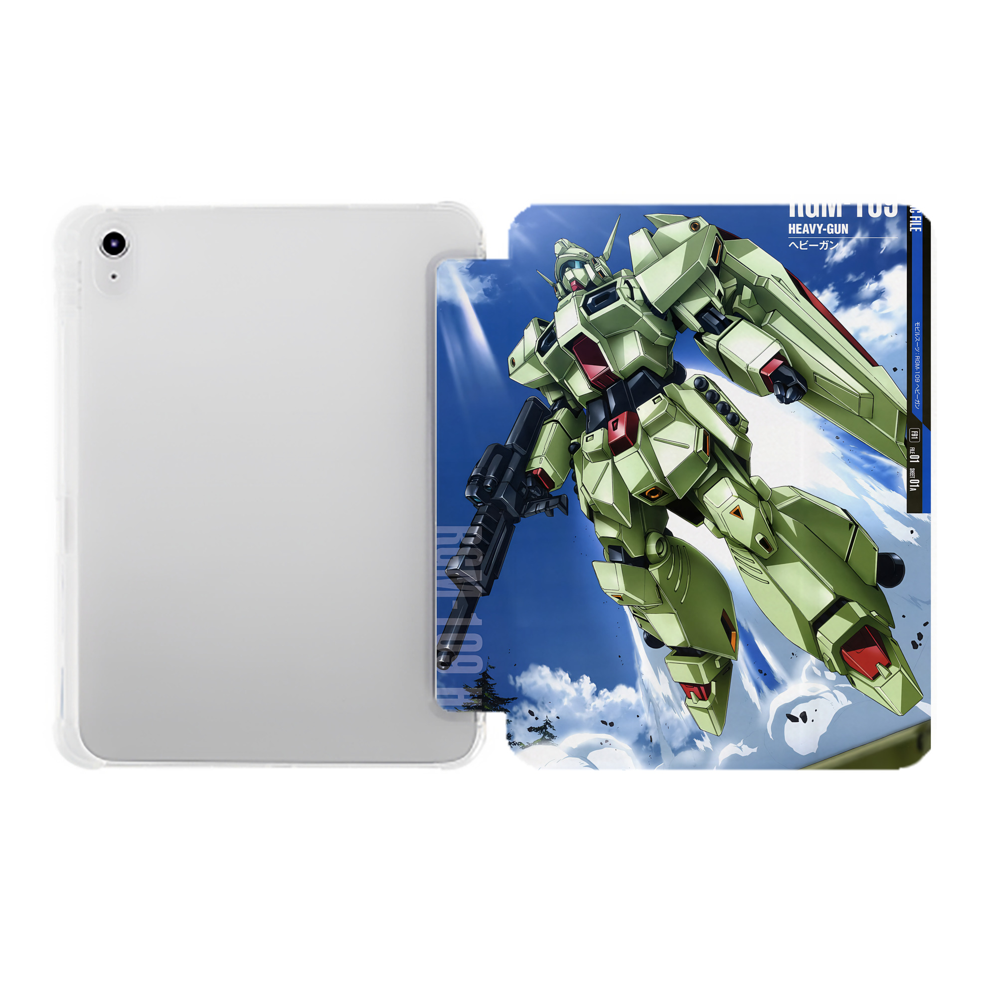 （画像用） 機動戦士ガンダム Mobile Suit Gundam IPad ケース ペン収納付き 三つ折りスタンド PUレザー×シリコン 対応機種9.5/10.5/10.9インチ